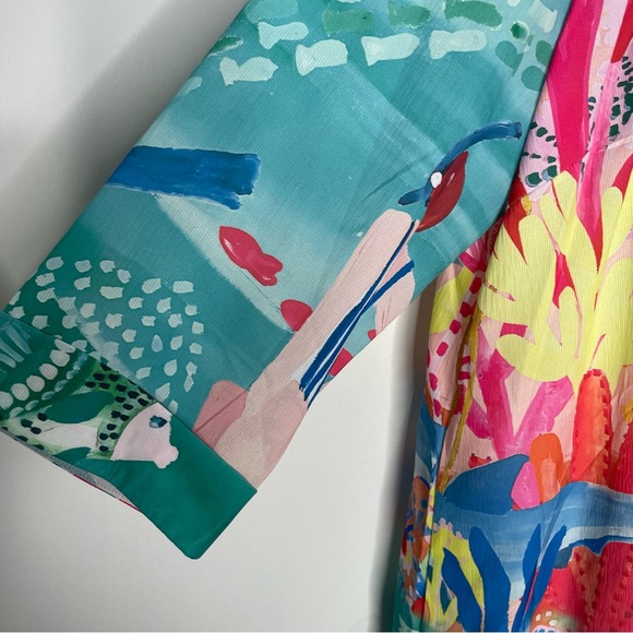 Oaku Tropical Ocean Hawaiian Flowy Beach dress, shirt, swim coverup Size 4XL - Picture 6 of 16